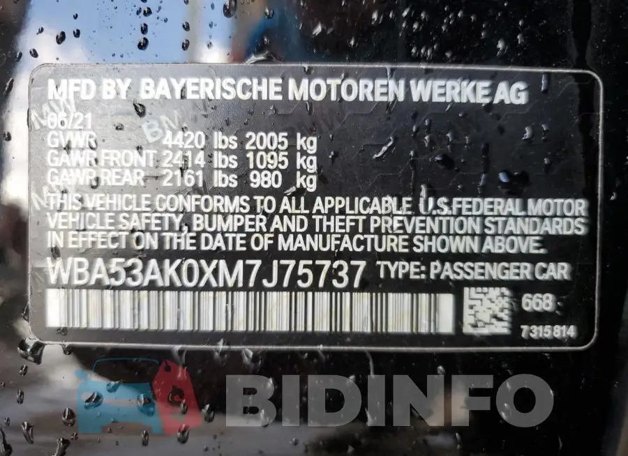 WBA53AK0XM7J75737 Photo# 12