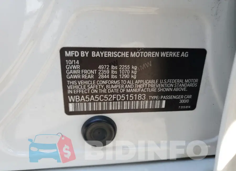 WBA5A5C52FD515183 Photo# 12