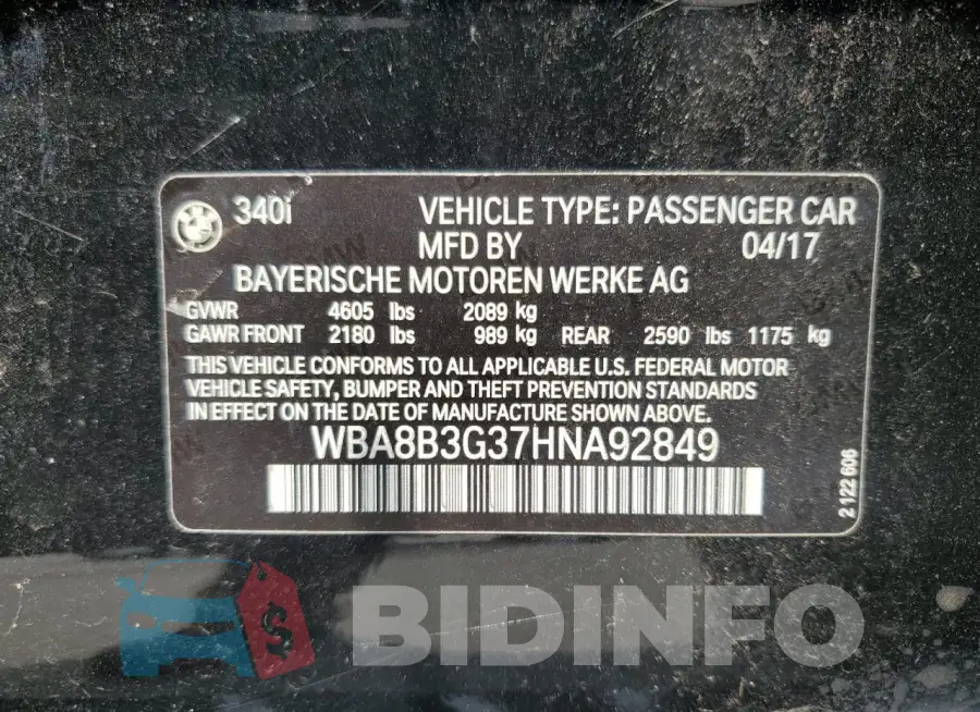 WBA8B3G37HNA92849 Photo# 12