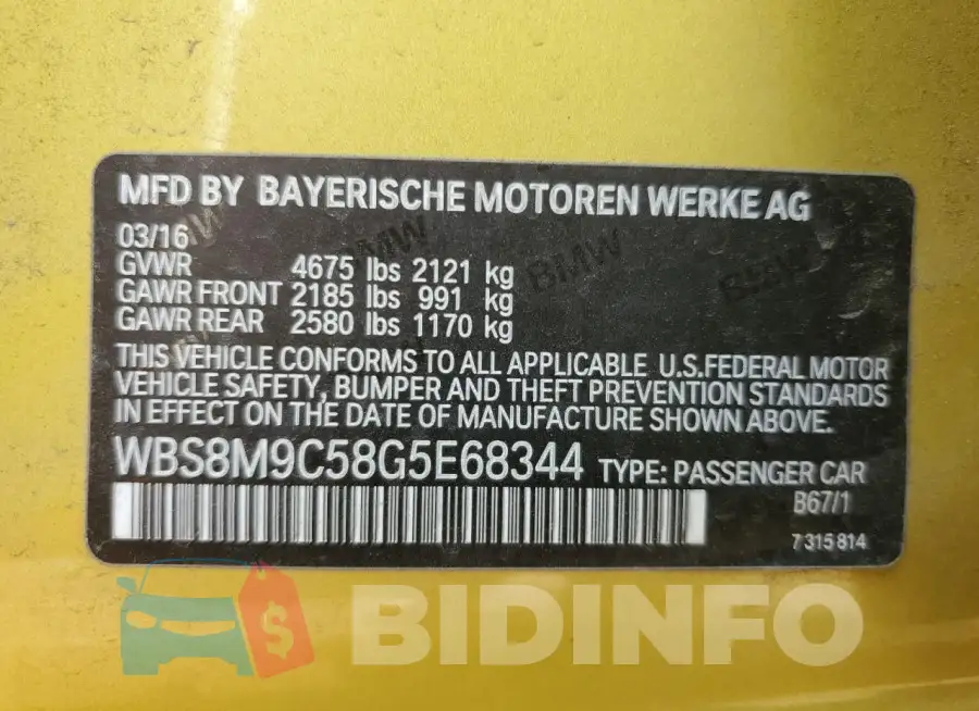 WBS8M9C58G5E68344 Photo# 12
