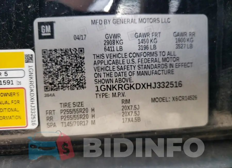 1GNKRGKDXHJ332516 Photo# 13