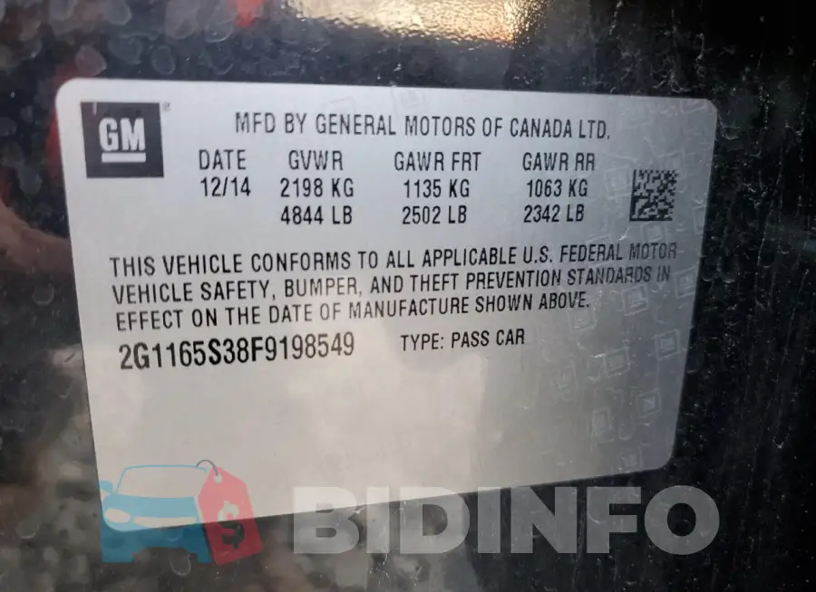 2G1165S38F9198549 Photo# 12