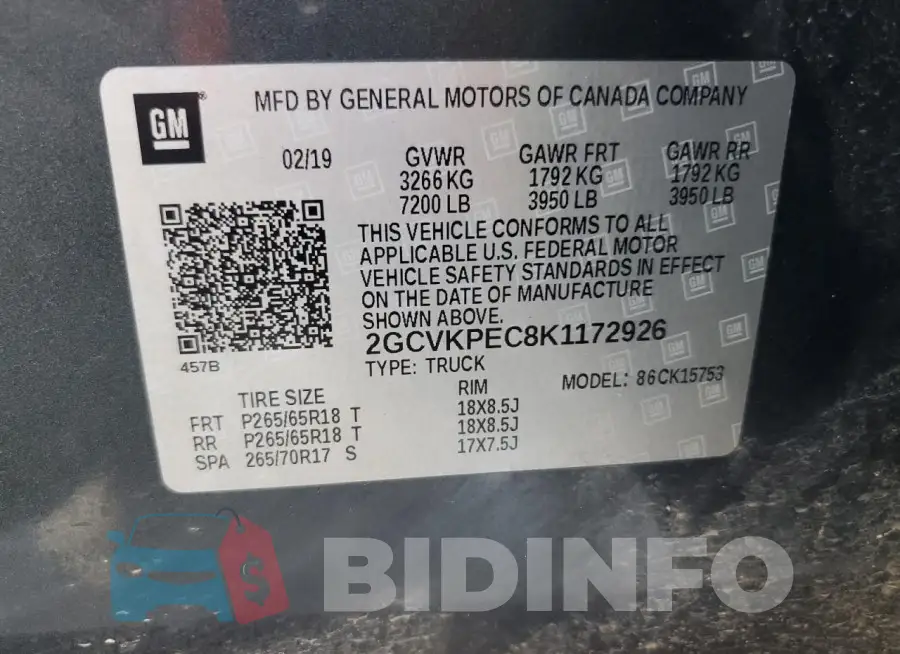2GCVKPEC8K1172926 Photo# 12