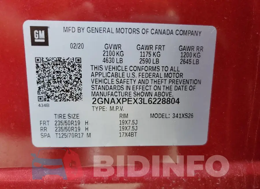 2GNAXPEX3L6228804 Photo# 13