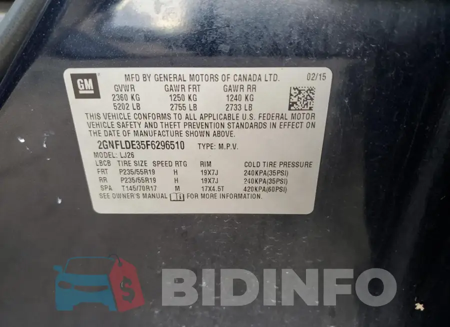 2GNFLDE35F6296510 Photo# 14