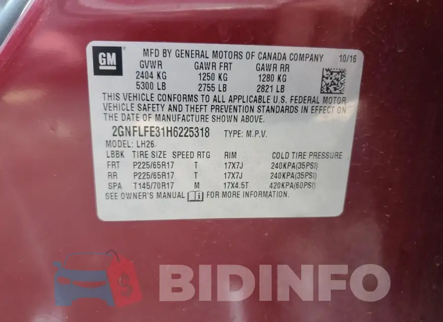 2GNFLFE31H6225318 Photo# 13