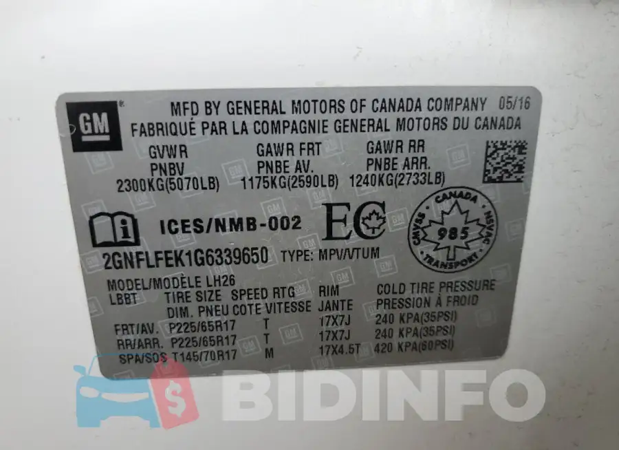 2GNFLFEK1G6339650 Photo# 14
