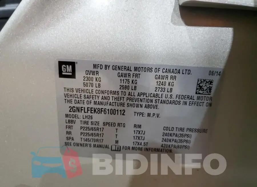 2GNFLFEK8F6100112 Photo# 13