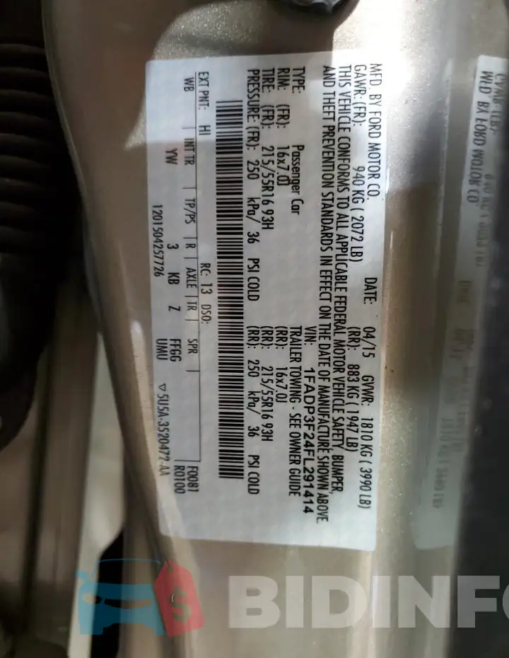 1FADP3F24FL291414 Photo# 12