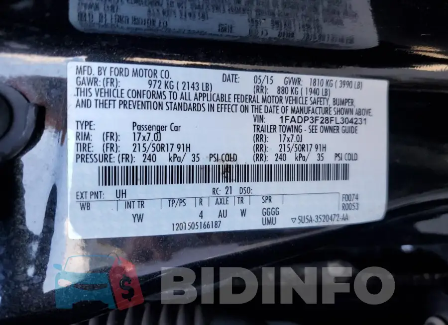 1FADP3F28FL304231 Photo# 12