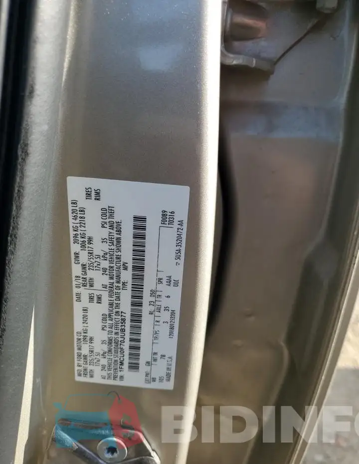 1FMCU0F70JUB35877 Photo# 13