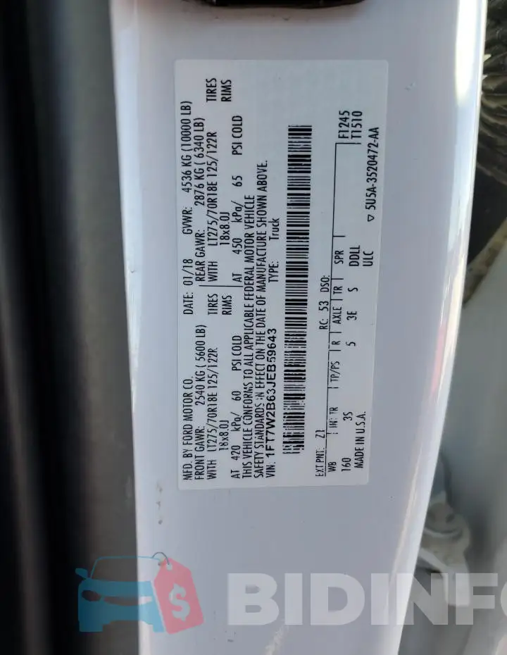 1FT7W2B63JEB59643 Photo# 13