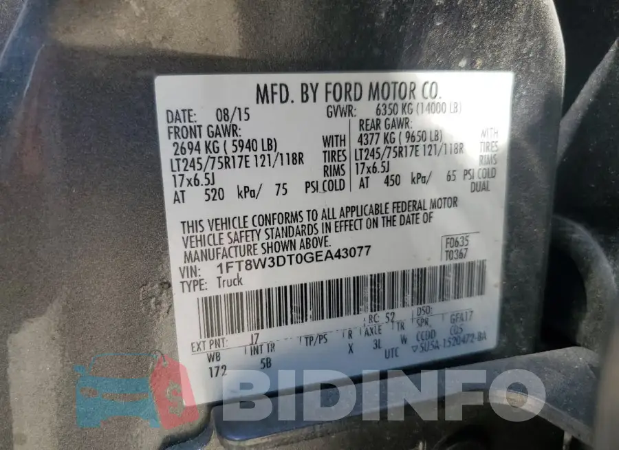 1FT8W3DT0GEA43077 Photo# 12