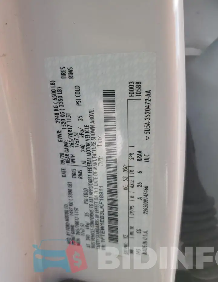 1FTEW1EB3LKF18911 Photo# 12