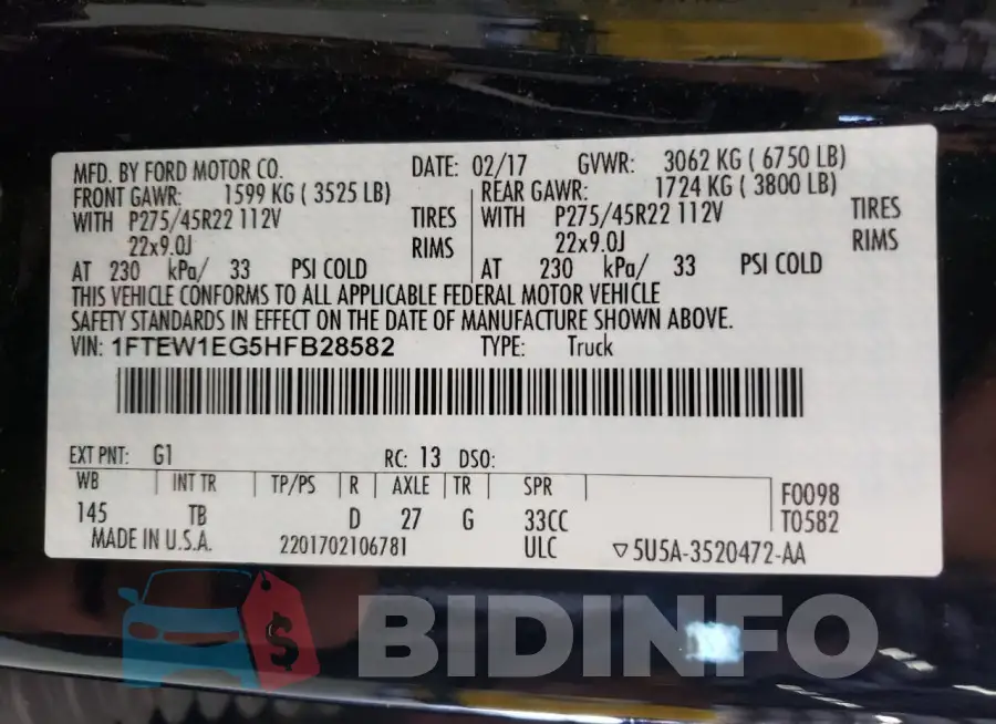 1FTEW1EG5HFB28582 Photo# 12
