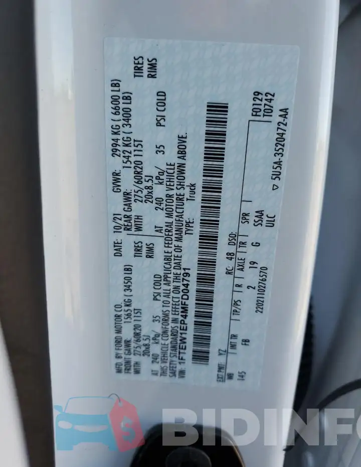 1FTEW1EP4MFD04791 Photo# 12