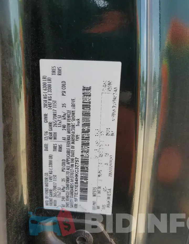 1FTEX1E84HKC37757 Photo# 12