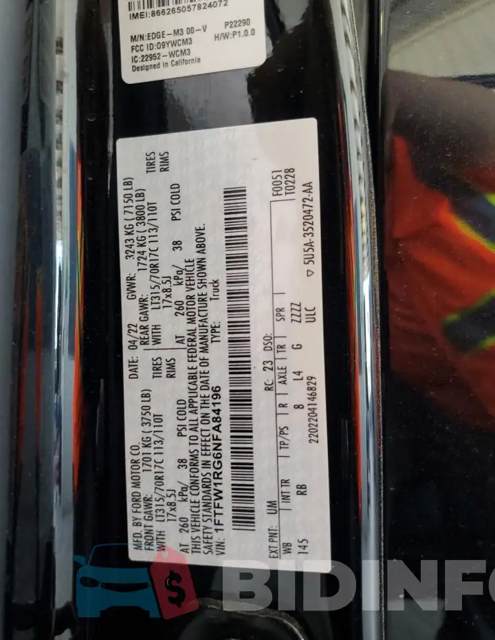 1FTFW1RG6NFA84196 Photo# 13