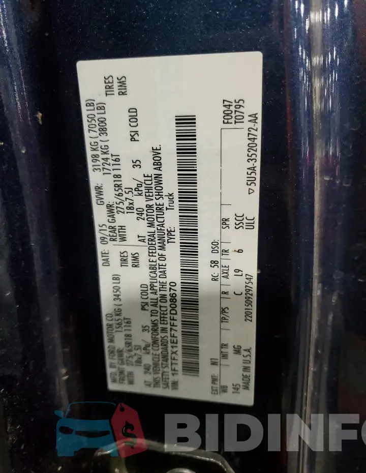 1FTFX1EF7FFD08670 Photo# 12