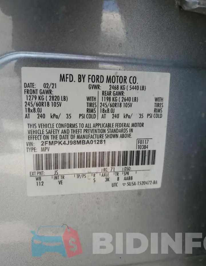 2FMPK4J98MBA01281 Photo# 13