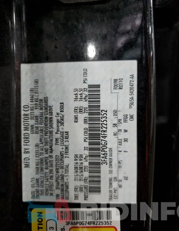 3FA6P0G74FR225352 Photo# 12