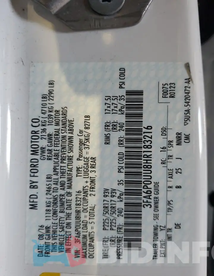 3FA6P0UU8HR183216 Photo# 12