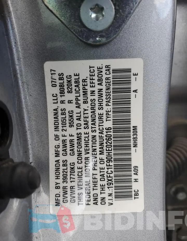 19XFC1F90HE026016 Photo# 12