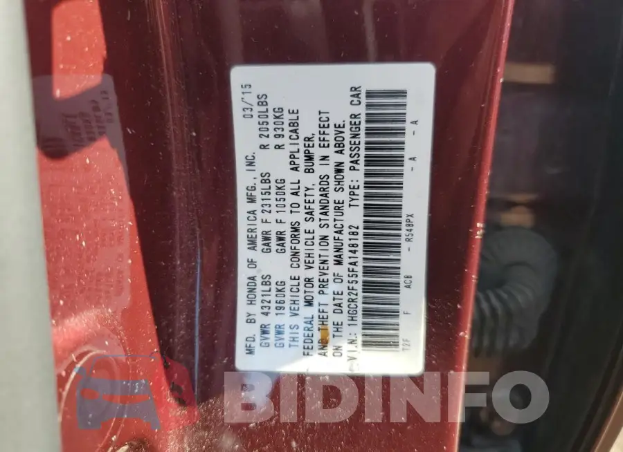 1HGCR2F55FA148182 Photo# 12