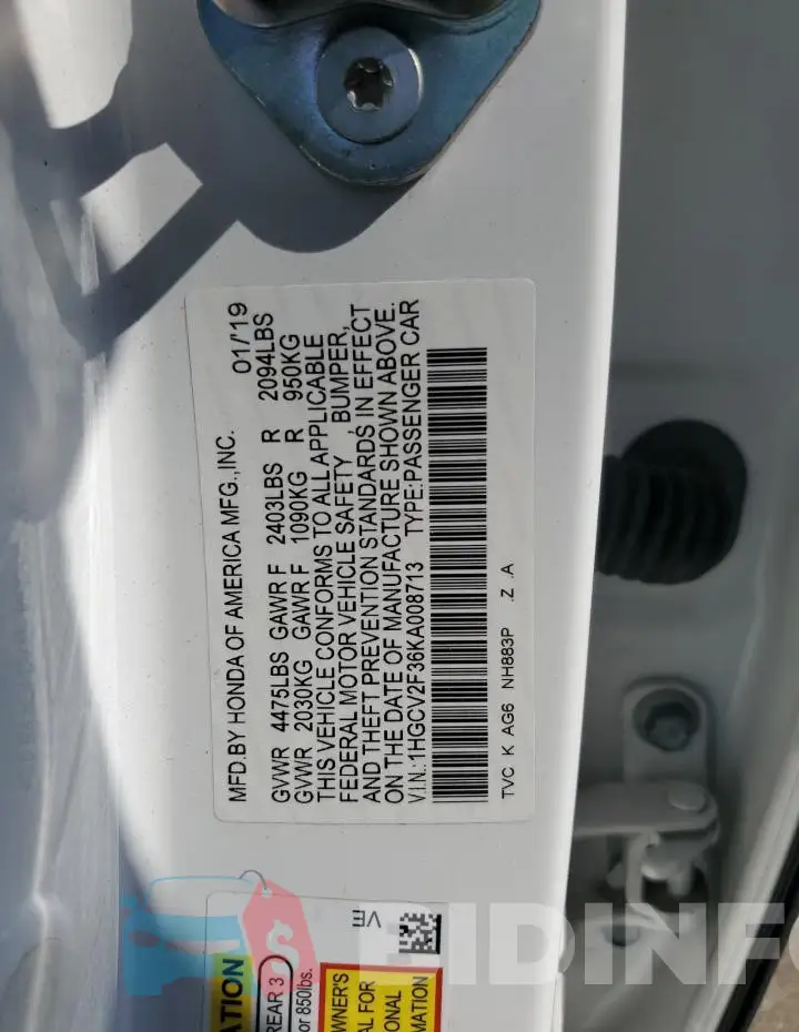 1HGCV2F36KA008713 Photo# 12