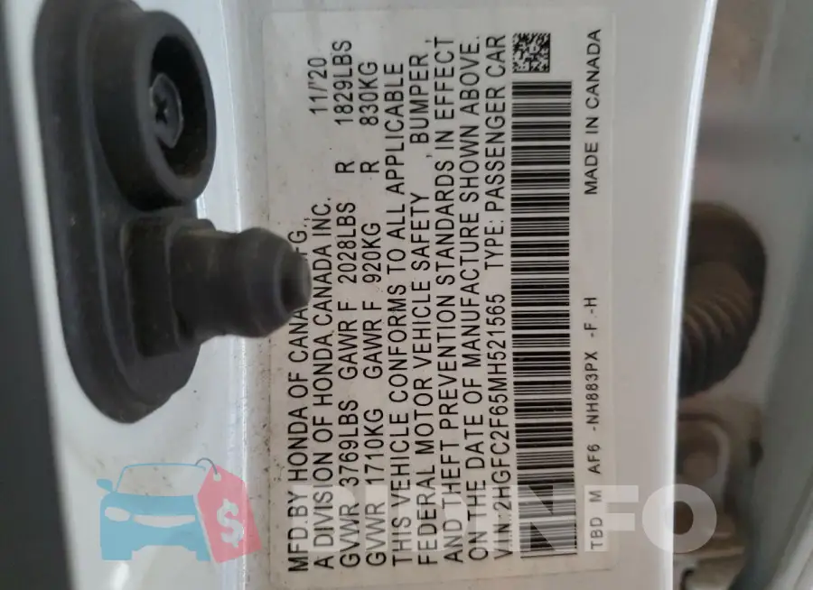 2HGFC2F65MH521565 Photo# 12
