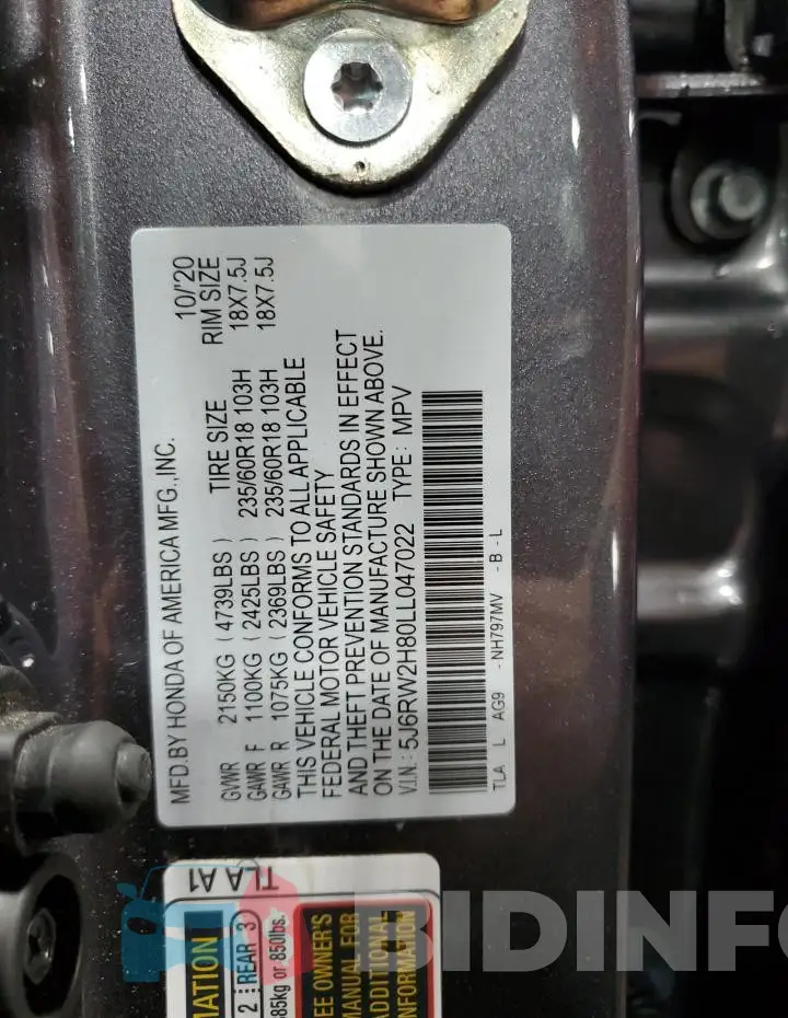 5J6RW2H80LL047022 Photo# 13