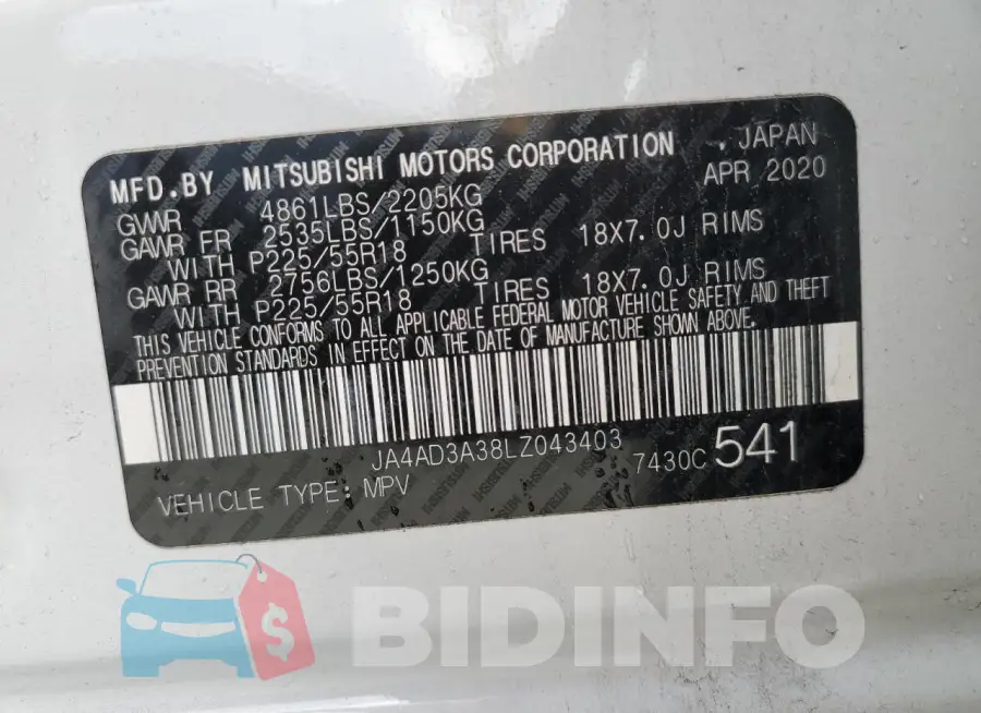 JA4AD3A38LZ043403 Photo# 13
