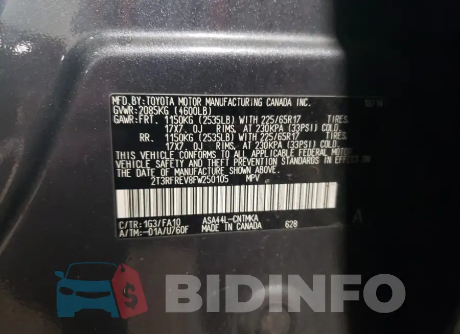 2T3RFREV8FW250105 Photo# 14