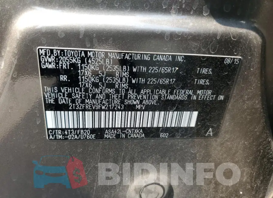 2T3ZFREV9FW217243 Photo# 13