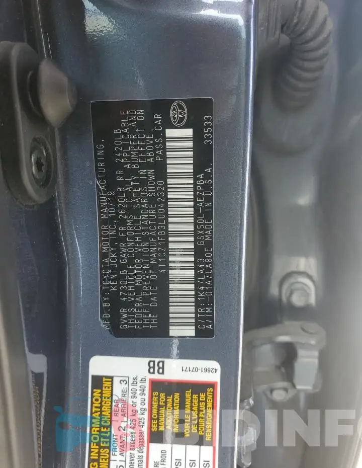 4T1CZ1FB3LU042320 Photo# 13