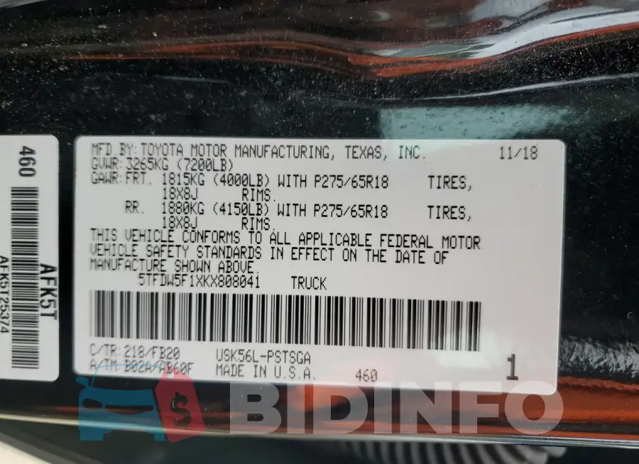 5TFDW5F1XKX808041 Photo# 13