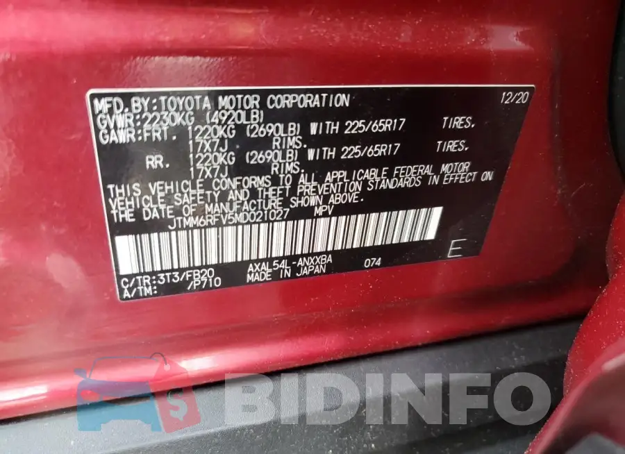 JTMM6RFV5MD021027 Photo# 13