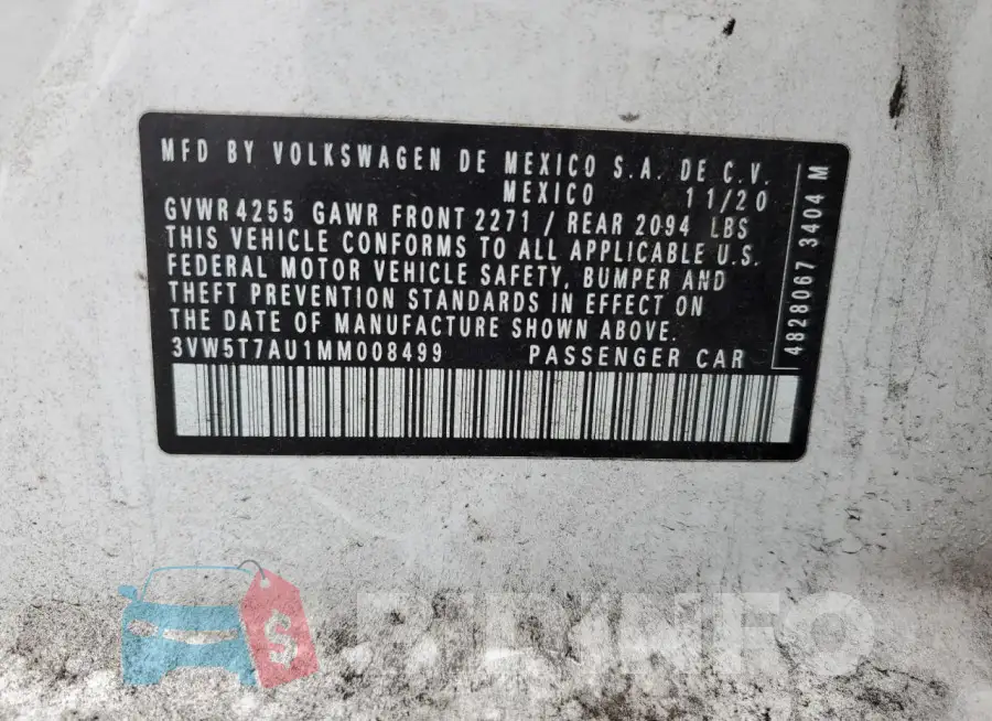 3VW5T7AU1MM008499 Photo# 13