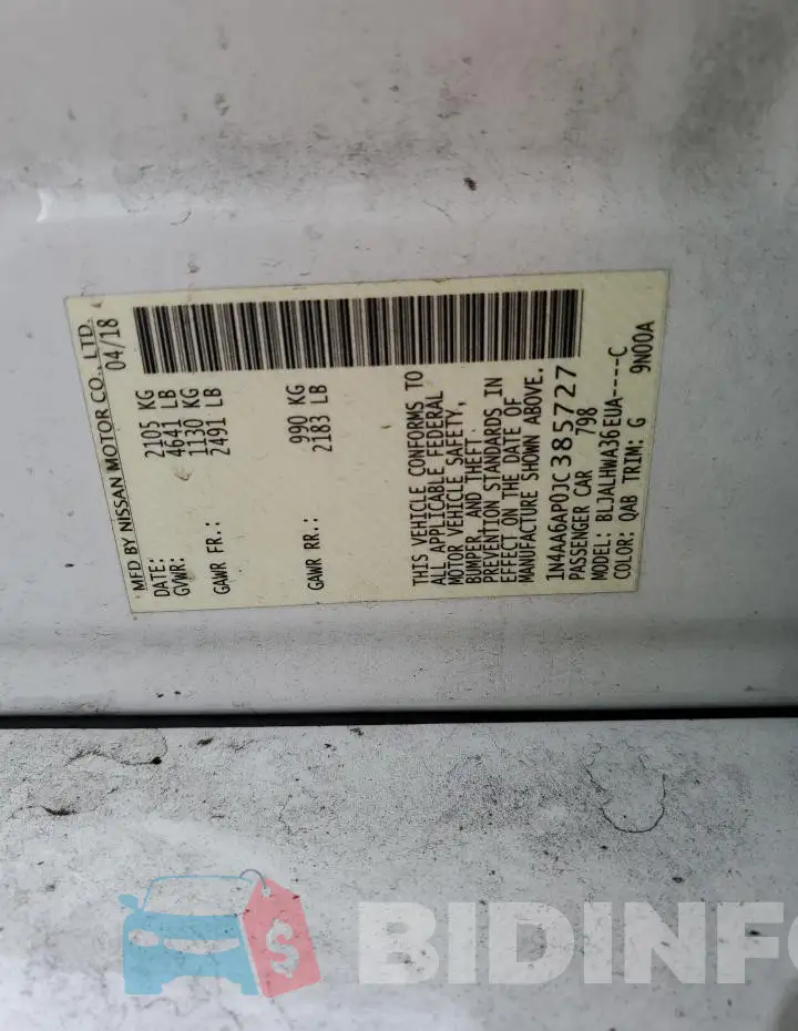 1N4AA6AP0JC385727 Photo# 13