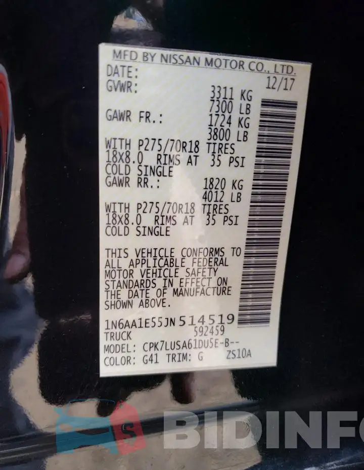 1N6AA1E55JN514519 Photo# 13