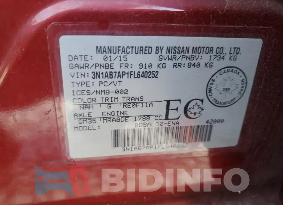 3N1AB7AP1FL640252 Photo# 12