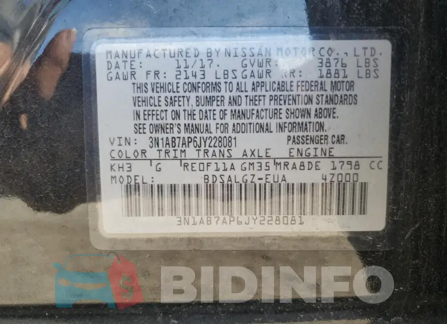 3N1AB7AP6JY228081 Photo# 13
