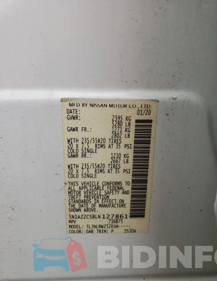 5N1AZ2CS8LN127861 Photo# 13