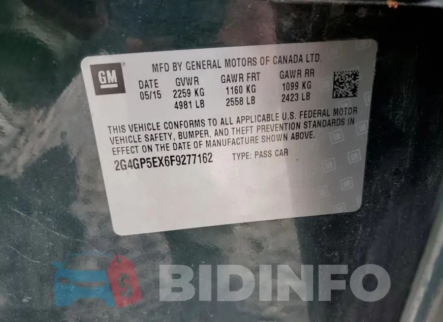 2G4GP5EX6F9277162 Photo# 12