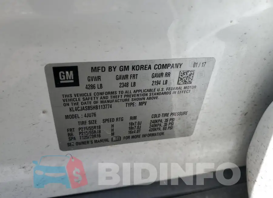 KL4CJASB5HB113774 Photo# 12