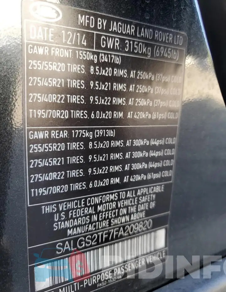 SALGS2TF7FA209820 Photo# 12