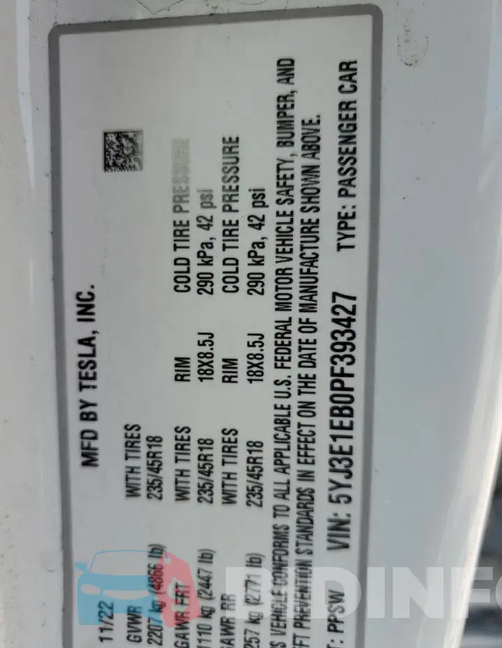 5YJ3E1EB0PF393427 Photo# 12