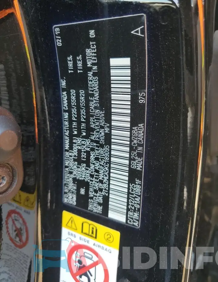 2T2BZMCA5KC189095 Photo# 14