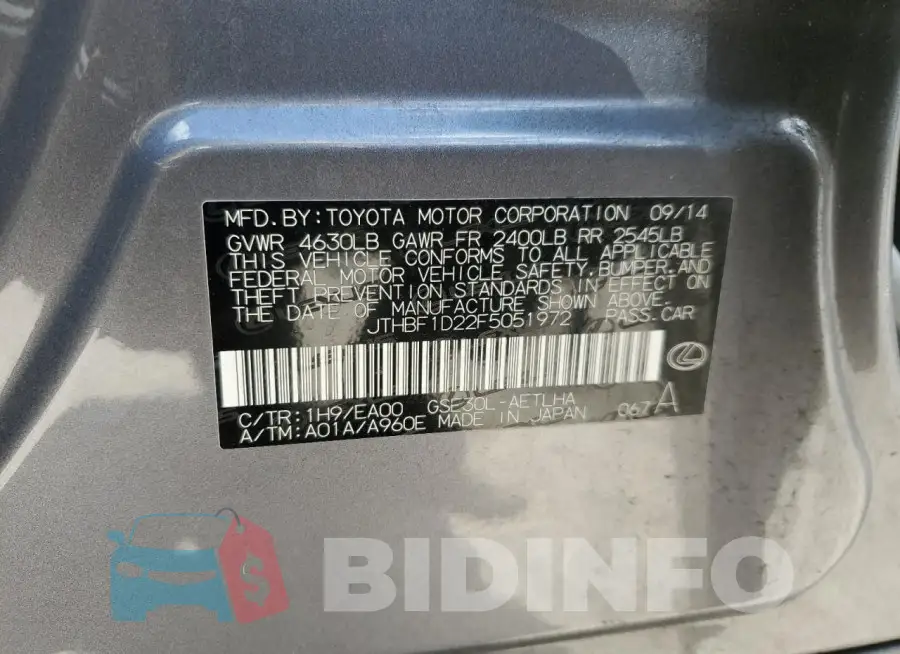 JTHBF1D22F5051972 Photo# 12