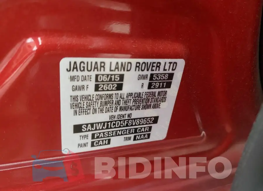 SAJWJ1CD5F8V89652 Photo# 13
